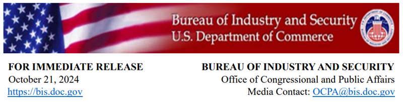  the U.S. Department of Commerce's Bureau of Industry and Security (BIS)